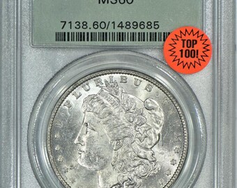 1882-O/S Morgan Dollar PCGS MS-60; Old Green Holder