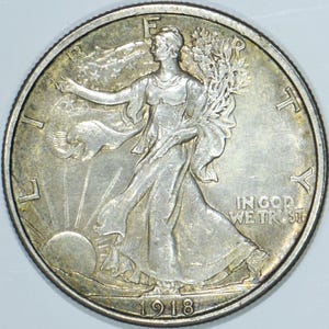 1918 Walking Liberty Half Dollar; Unc. Details