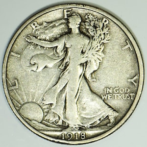 1918-S Walking Liberty Half Dollar; VF