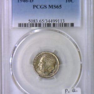 1946-D Roosevelt Dime PCGS MS-65; Premium Quality; Original