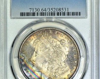 1881-S Morgan Dollar PCGS MS-64; Double Rainbow!