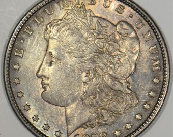 1878 Rev. of '79 Morgan Dollar; VAM-202A, R-5; AU-Unc.