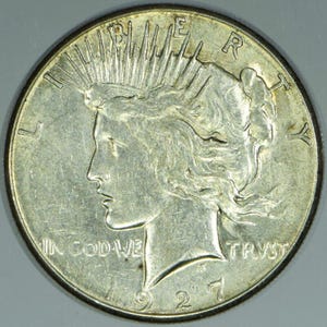 1927-S Peace Dollar; Choice AU