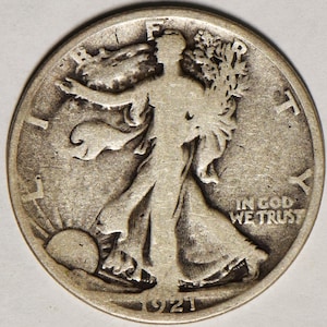 1921-D Walking Liberty 50C; Choice Original VG; Key Date!