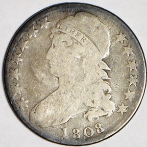 1808 Capped Bust Half Dollar; Nice G-VG