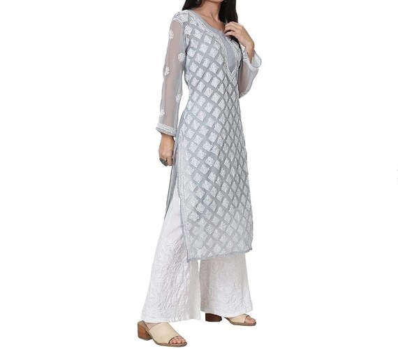 Buy beautiful white chanderi silk palazzo designs | Priya Chaudhary