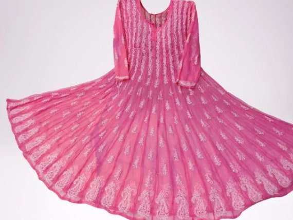 Buy Anarkali Kurti Long Kurti Georgette Heavy Chicken Sequence