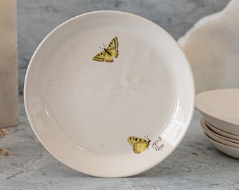 Butterflies Small Plates,  Set Of 6, Last Dish Plates, Ceramic Plates, Minimalist Dinnerware, Mother Gift, Kitchen Gift, Nordic Décor