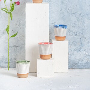 Terracotta Clay Cups Set, 4 Espresso Cups, Cortado Cup Set, Rustic Stoneware Cups, Espresso Cups Set, Coffee Lovers Gift, New Kitchen Gift