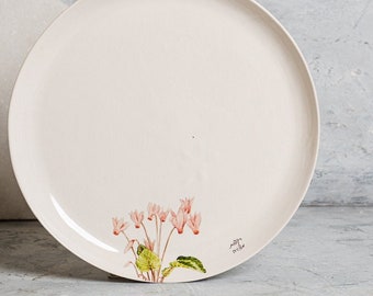 Large Ceramic Dinner Plate, 6 Pieces, Inspired by Wildflowers, Wildflowers Main Course Plate, Kitchen Pottery Gift, Tableware, Kitchen Decor