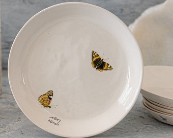 Butterflies Last Dish Plate, Serving Dish Plate, Pottery Small Plate, Ceramic Plate, Nature Inspired Dinnerware, Nordic Home Décor Gift