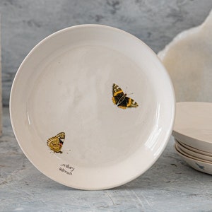 Butterflies Last Dish Plate, Serving Dish Plate, Pottery Small Plate, Ceramic Plate, Nature Inspired Dinnerware, Nordic Home Décor Gift