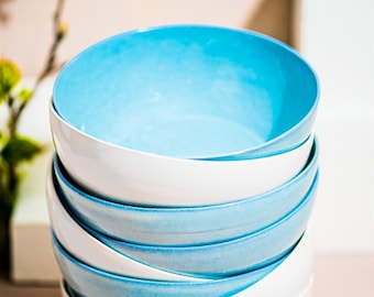 Minimalist Ceramic Soup Bowl, Set of 4, Clay Soup Bowl, Pottery Soup Bowl, Handmade Stoneware Bowl, Nordic Kitchen Pottery Gift, Tableware