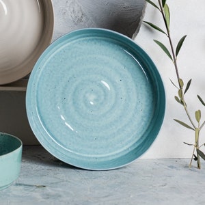 Blue Round Ceramic Baking Dish, Pottery Dinnerware,  Grandmother Gift , Pottery Cookware, Pottery Gift For Kitchen, Dinnerware, Rustic Décor