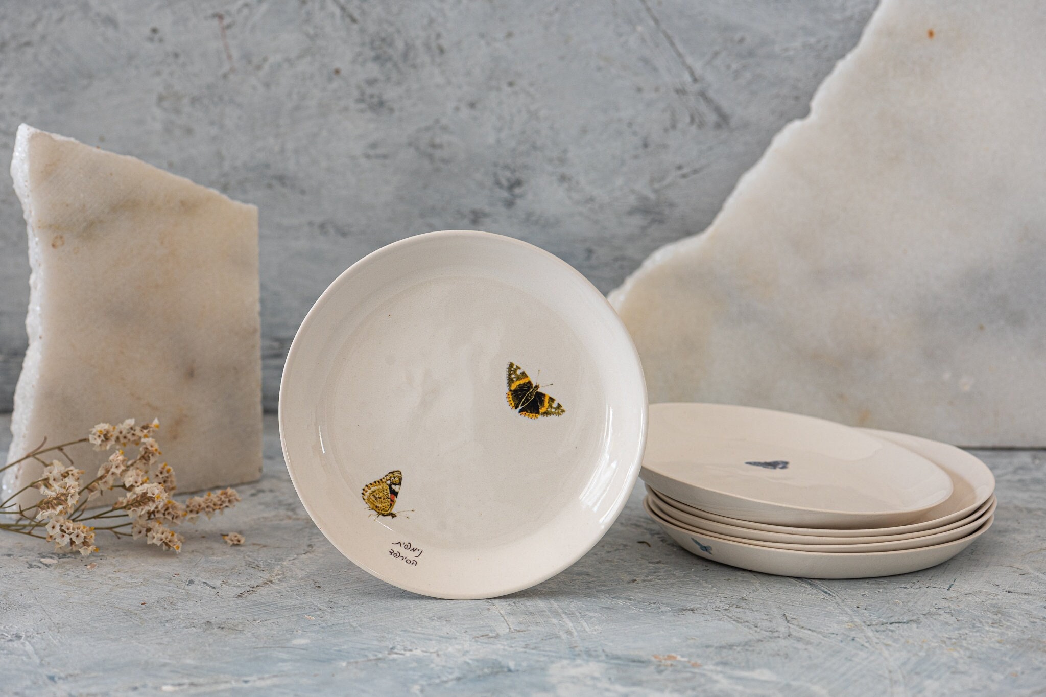 Butterflies Last Dish Plate, Serving Dish Plate, Pottery Small Plate, Ceramic Plate, Nature Inspired Dinnerware, Nordic Home Décor Gift