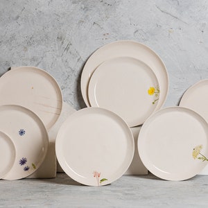 Platos de cerámica para aperitivos, 1 pieza, inspirados en flores silvestres, plato principal con flores silvestres, regalo de cerámica para cocina, vajilla, festividad judía