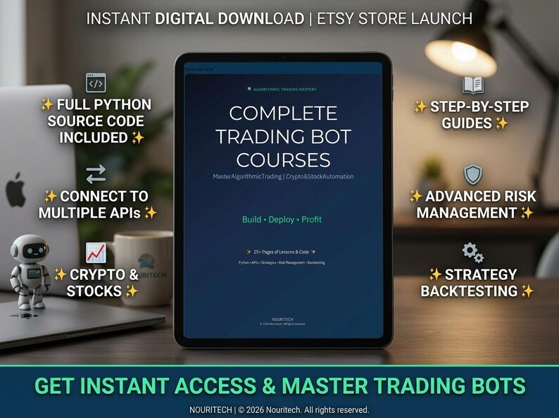 Curso de Bots de Trading Algorítmico / Código Python, Automatización de Criptomonedas (Descarga Digital) imagen 2