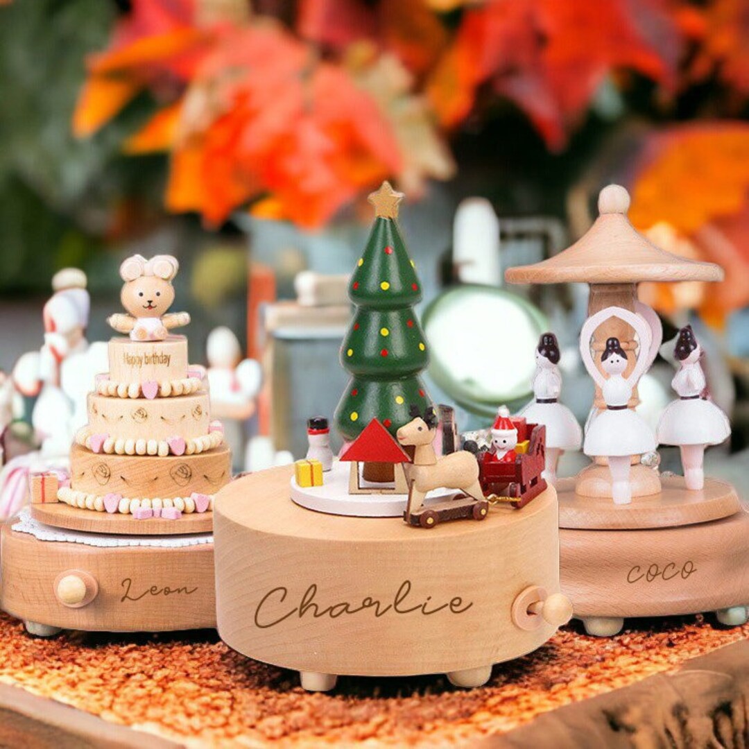 Personalized Handmade Wooden Music Box for Kids, Custom Christmas Music