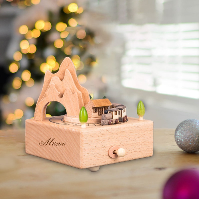 Personalized Handmade Wooden Music Box for Kids, Custom Christmas Music