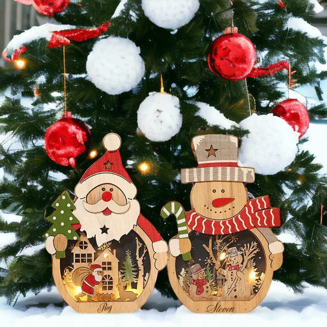 Personalized Wooden LED Santa Claus Lantern Custom Christmas Etsy UK