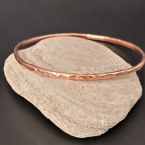 1 Hammered Fine Copper Bracelet Bangle, Mineral Texture, Light, Rustic Bracelet, Textured Bangle, Stackable Bracelet, Bracelet, Copper image 3