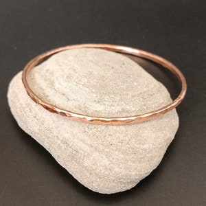 1 Hammered Fine Copper Bracelet Bangle, Mineral Texture, Light, Rustic Bracelet, Textured Bangle, Stackable Bracelet, Bracelet, Copper image 4