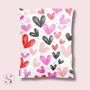 Hearts Print Poly Mailers: Boutique Shipping Bags (25-100 Count)