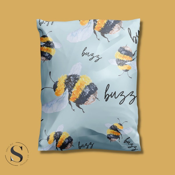 10x13 Bumble Bee Poly Mailer Bee Print, 3.15mil Thick Premium Boutique Poly Mailers - Cute Poly Mailers for Small Biz - Spring Print Bee