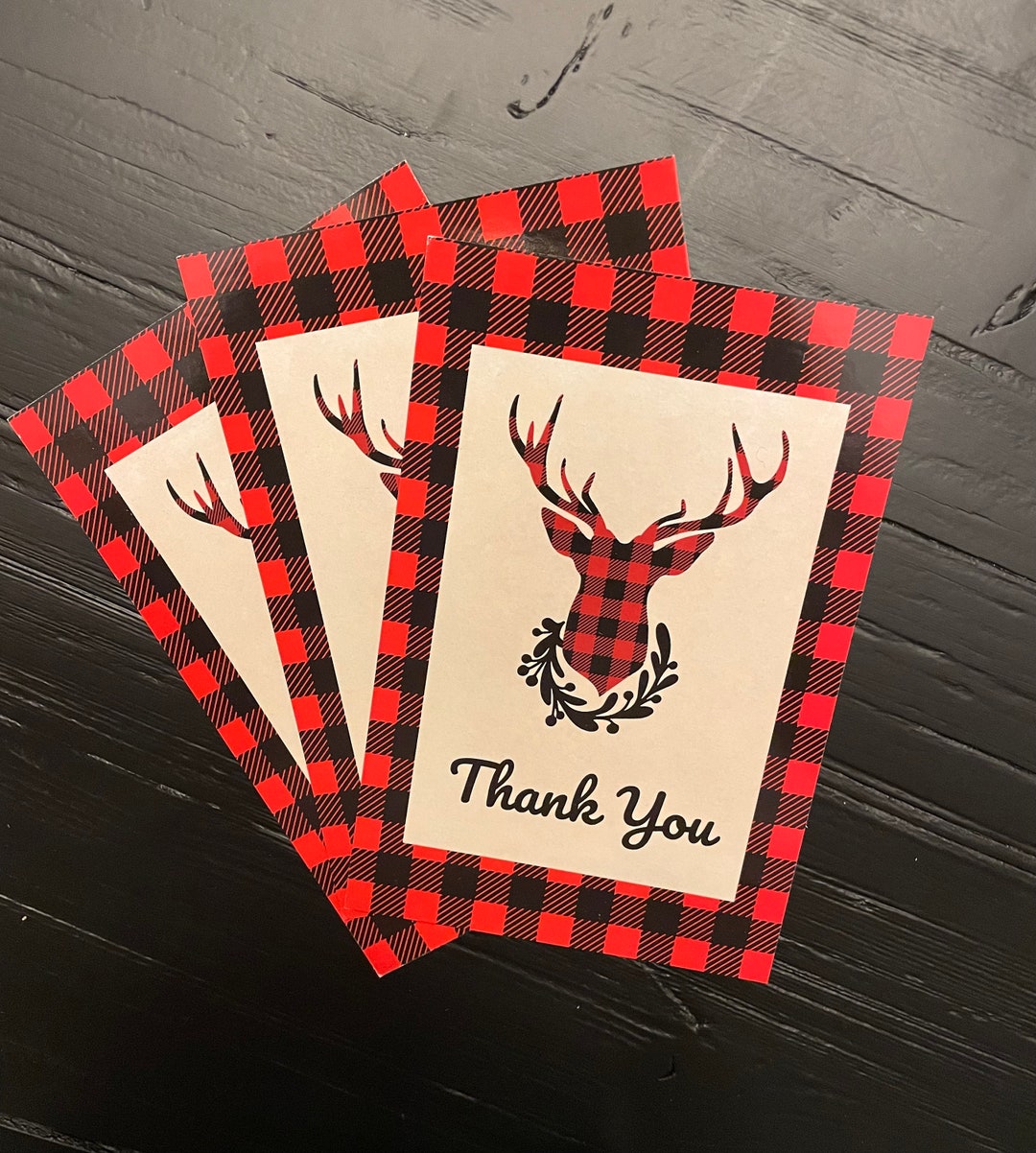 Printable Buffalo Plaid Thank You Cards