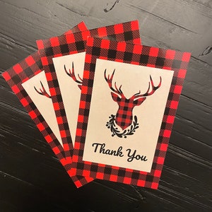 10x18cm BüffelKaro Dankeskarten - Weihnachten Dankeskarten - Halloween Einlegerkarten - Dankeskarten - Büffelkaro