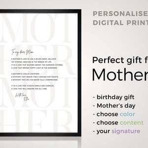 Personalized Gift for Mom on Mother&#39;s Day, Gift for Mother&#39;s Birthday - Unique Quotes About Mother-Child Bond, Gratitude and Love