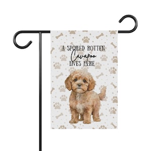 A spoiled rotten cavapoo lives here Garden Flag – Personalized Dog Yard Decor, Gift for Pet Lovers