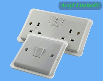 Acrylic Double Single Socket Switch Surround | Finger Plate Light Switch | Plug Surround