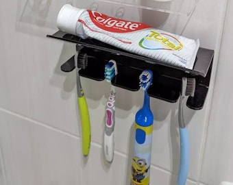 Soporte acrílico para cepillos de dientes y pasta de dientes - Estante de pared / Diseño minimalista / Organizador