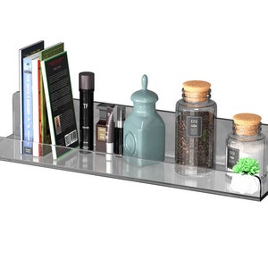 Étagère flottante en acrylique transparent, Présentoir de rangement mural, Organiseur de salle de bain, Accessoires de bureau à domicile