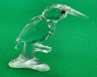 スワロフスキークリスタルカワセミ鳥の置物フロストビークブランチ7621
