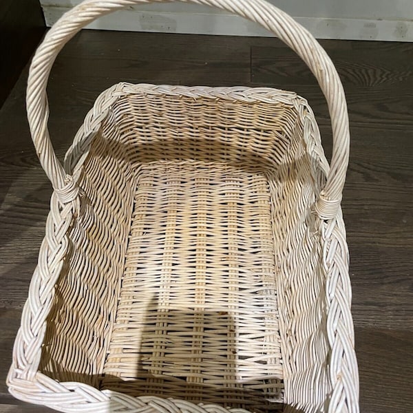 X Large 18 x 13 x 24 Rectangle Wicker Basket farmhouse rattan with Handles