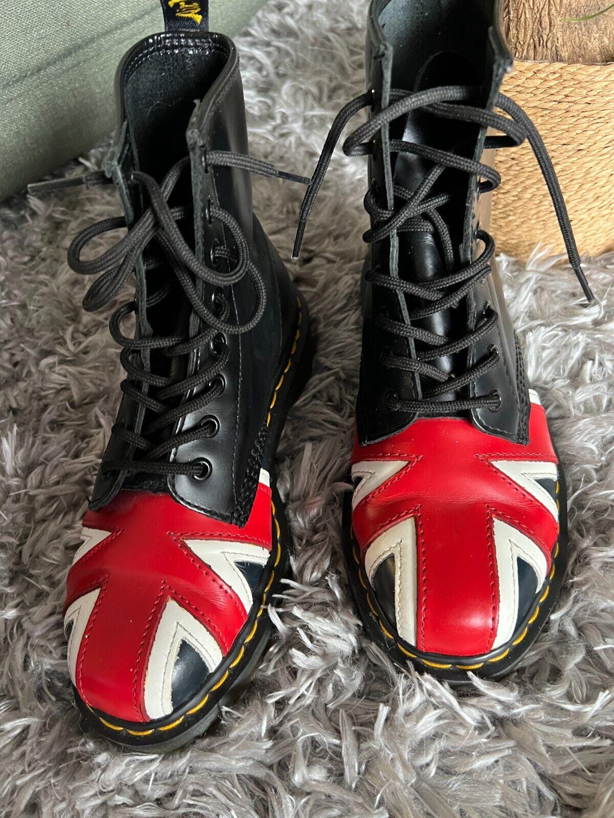 Dr Martens Boots Union Jack British Flag Leather Combat Boots US