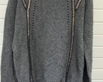 One Grey Day mercerized yak Wool Sweater metal ascent Sz M Anthropologie gray