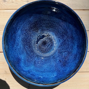 Extra large bowl, large serving bowl, large blue bowl, blue serving bowl, pottery, handmade, stoneware, serving bowl, 11” bowl, fruit bowl