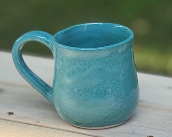 Teal pottery mug, turquoise pottery mug, teal mug, handmade mug, wheelthrown teal mug, 14 fluid oz, large teal pottery mug, teal pottery