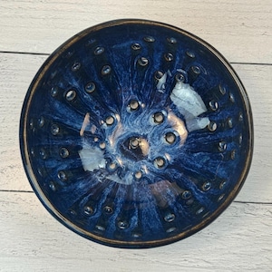 Ciotola per frutti di bosco blu zaffiro, scolapasta in ceramica, fatto a mano, ceramica, ciotola media per frutti di bosco blu, ciotola per frutti di bosco in ceramica, 6 tazze, ceramica blu