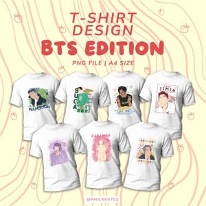 BTS t-shirt design png / k-pop fan art download digitale / estetica bts merch fai da te / bts sublimazione e trasferimento termoadesivo
