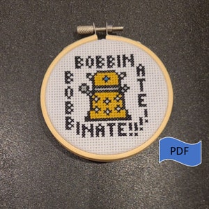 Bobbinate cross stitch pattern, beginner cross stitch pattern, snarky cross stitch, nerdy cross stitch pattern, small simple pattern