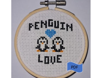Schema per punto croce "Amore di pinguino" / Simpatico animaletto per principianti (schema in PDF)