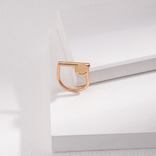Elegant Ring by SamD, Delicate Adjustable Ring, Unique Statement, Dainty, High-End Artistic, Minimalist, 18K Gold, Sterling Silver