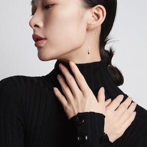 SamD's Unique Minimalist Sterling Silver Dangle Earrings:Niche Design, Platinum Finish, 6cm Length,Simple Design in Platinum,Dainty Earrings