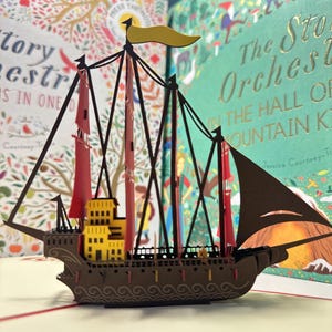 Biglietto pop-up 3D, biglietto pop-up con nave