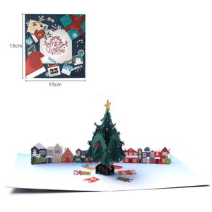 Tarjeta de Navidad, Tarjeta de árbol de Navidad, Tarjeta emergente 3D