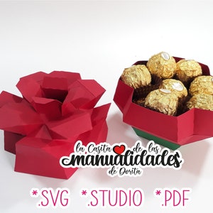 3D Rose Geschenkbox, Muttertagsgeschenk 3D ROSE, Rosenstrauß Box 3D Vorlage, SVG-Datei, Studio, Cricut, SVG, PDF